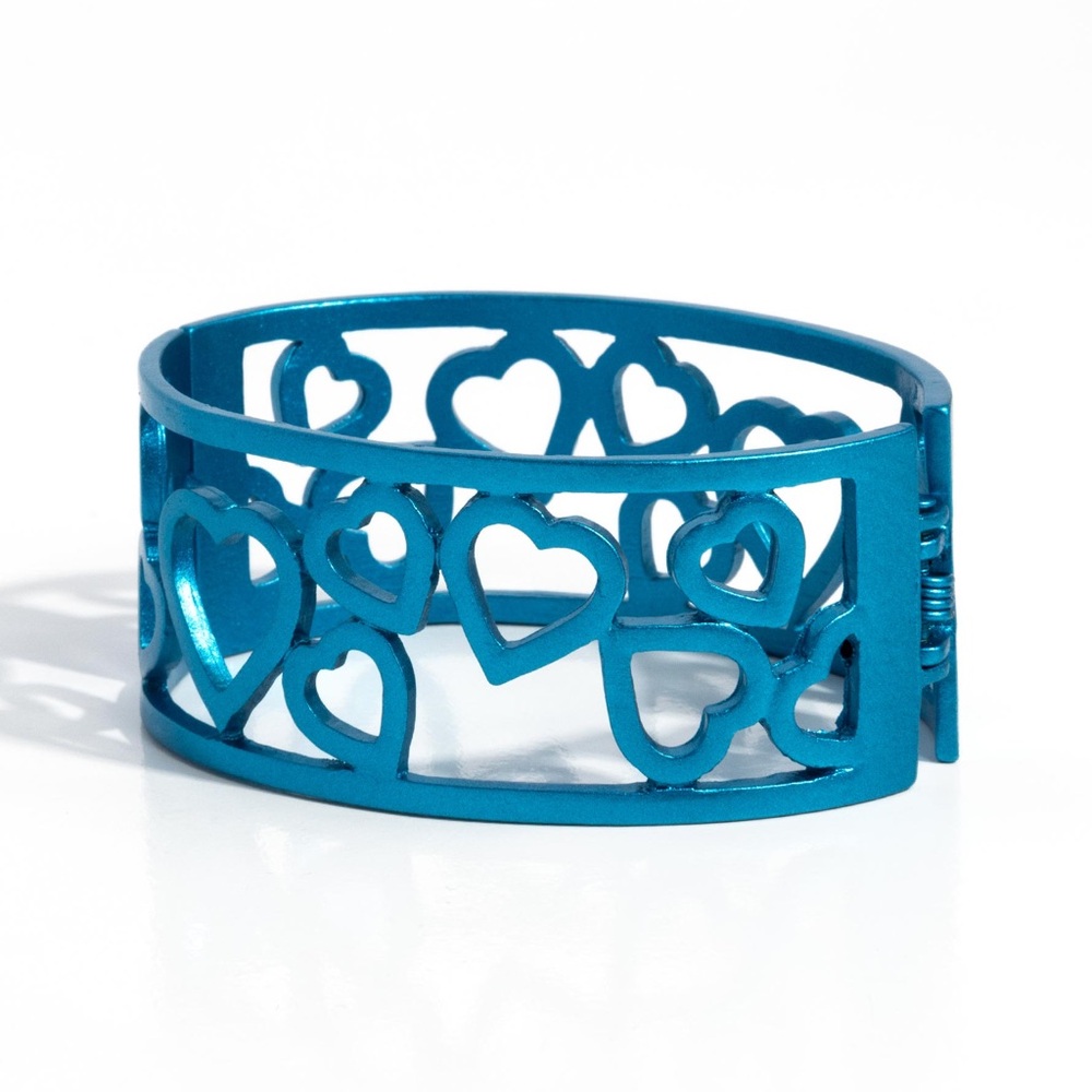 Blue Heart Hinge Bracelet